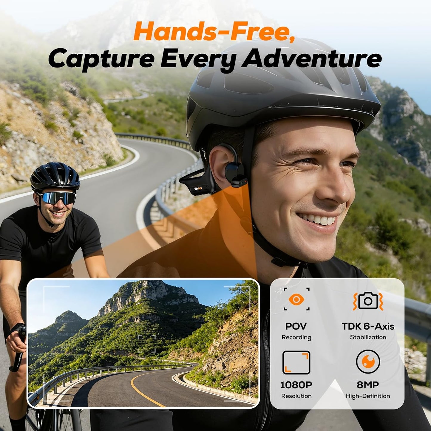 Bone Conduction Headphones with Built-In Camera